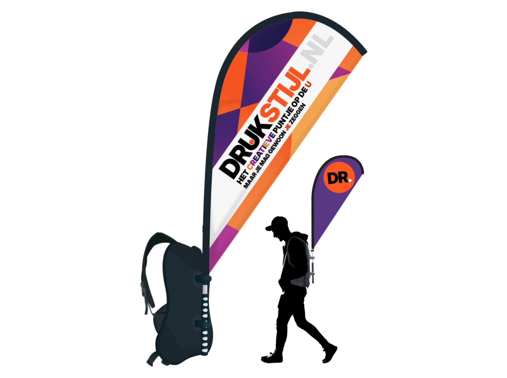 Beachflags van DRUKSTIJL met rugdrager en payoff