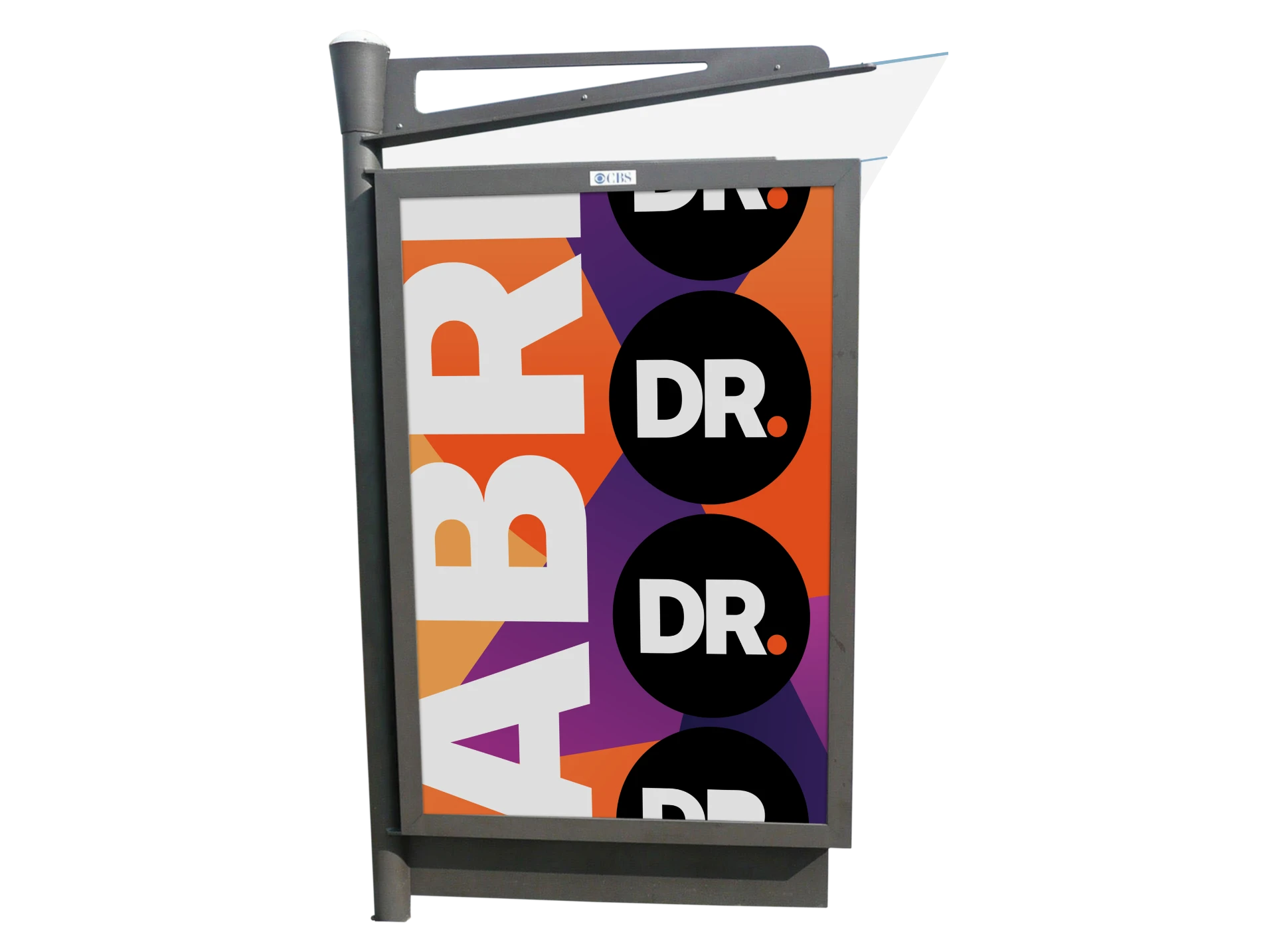 Abriposter met DRUKSTIJL-logo in een bushokje