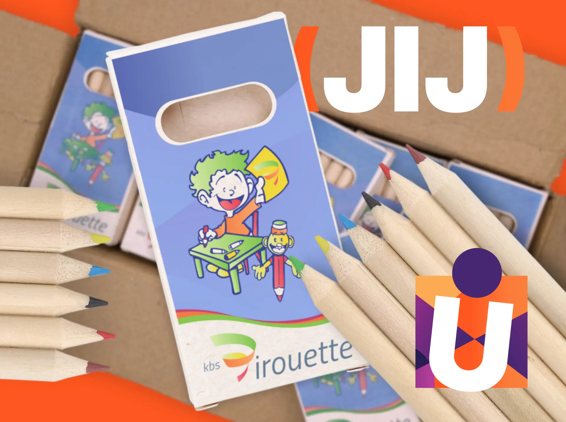 Kleurpotlooddoosje met (JIJ)-logo als klantvoorbeeld