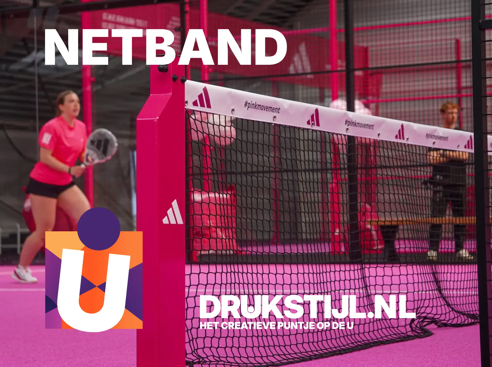 Netband langs de padelbaan met DRUKSTIJL.NL-opdruk