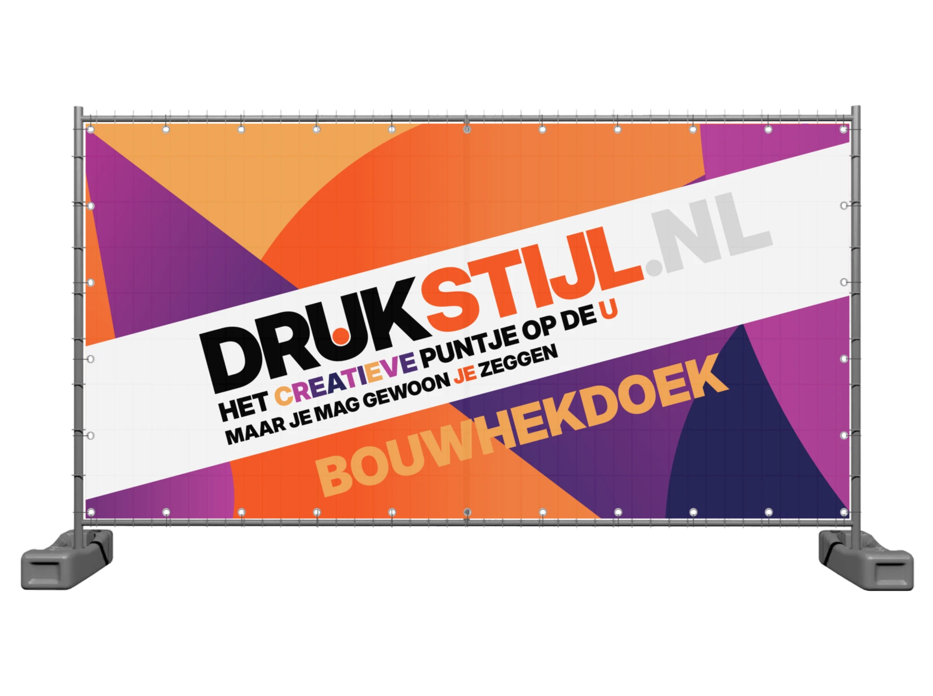 Bouwhekdoek van DRUKSTIJL op een bouwhek