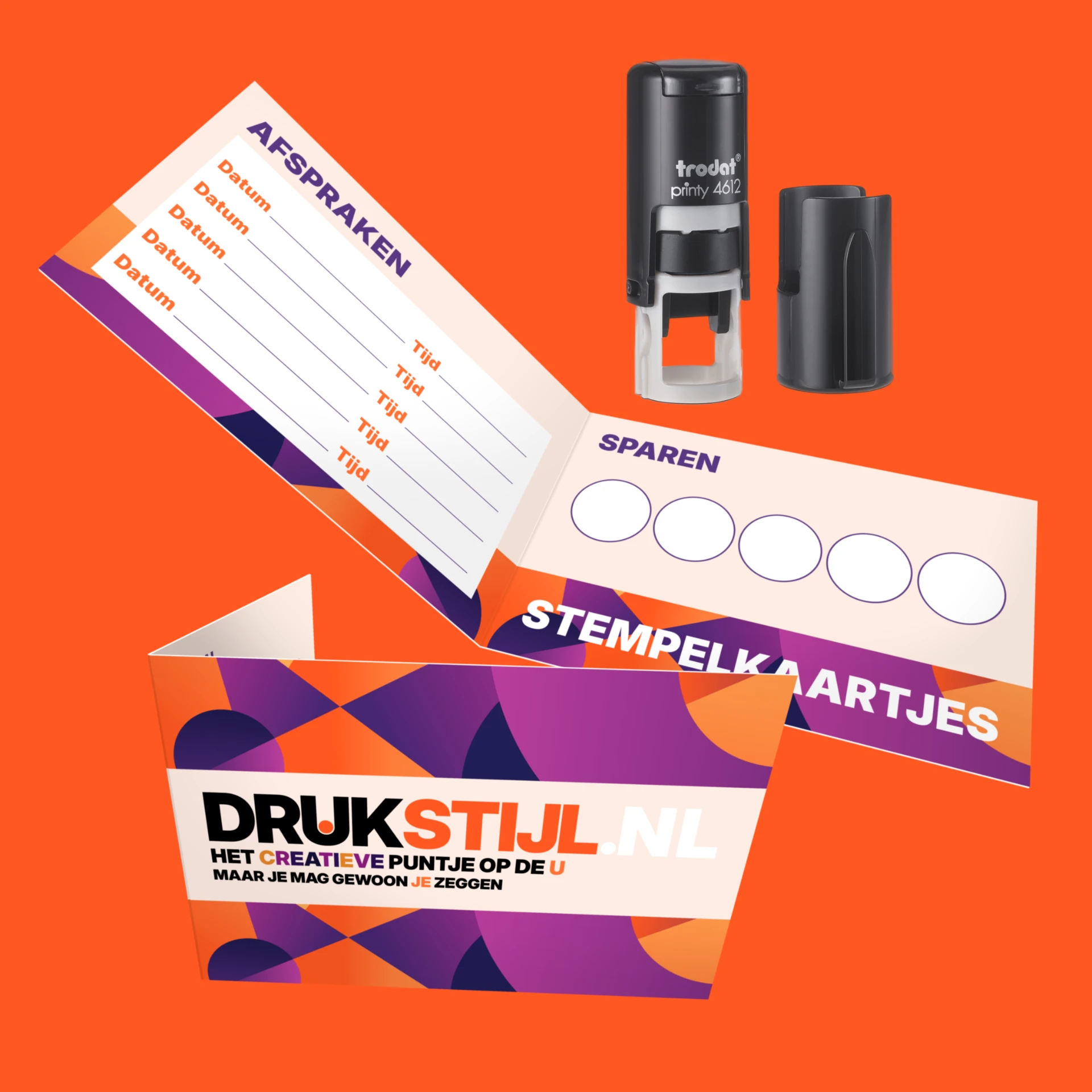 Stempelkaartjes, spaarkaarten en afsprakenkaartjes met DRUKSTIJL-opdruk
