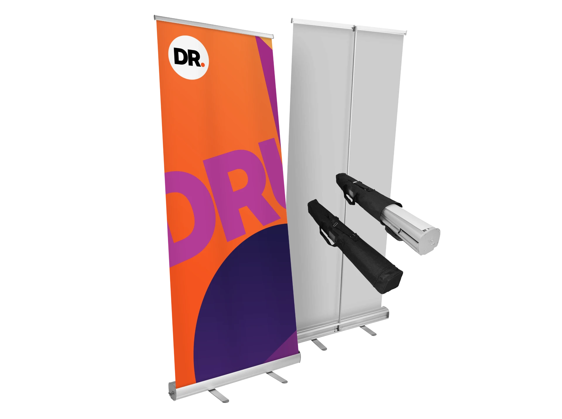 Roll-up banner met cassette en draagtas in DRUKSTIJL-kleuren
