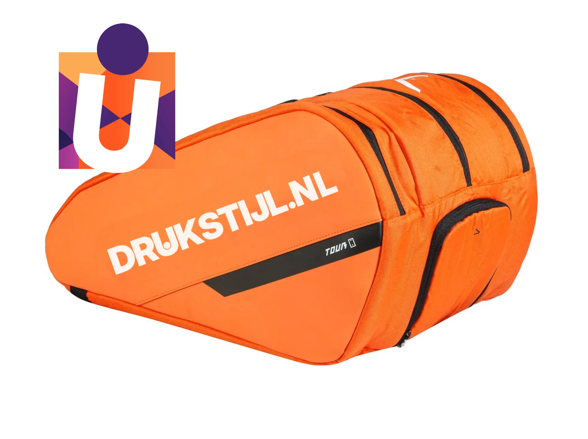 Oranje padeltas met DRUKSTIJL.NL-opdruk