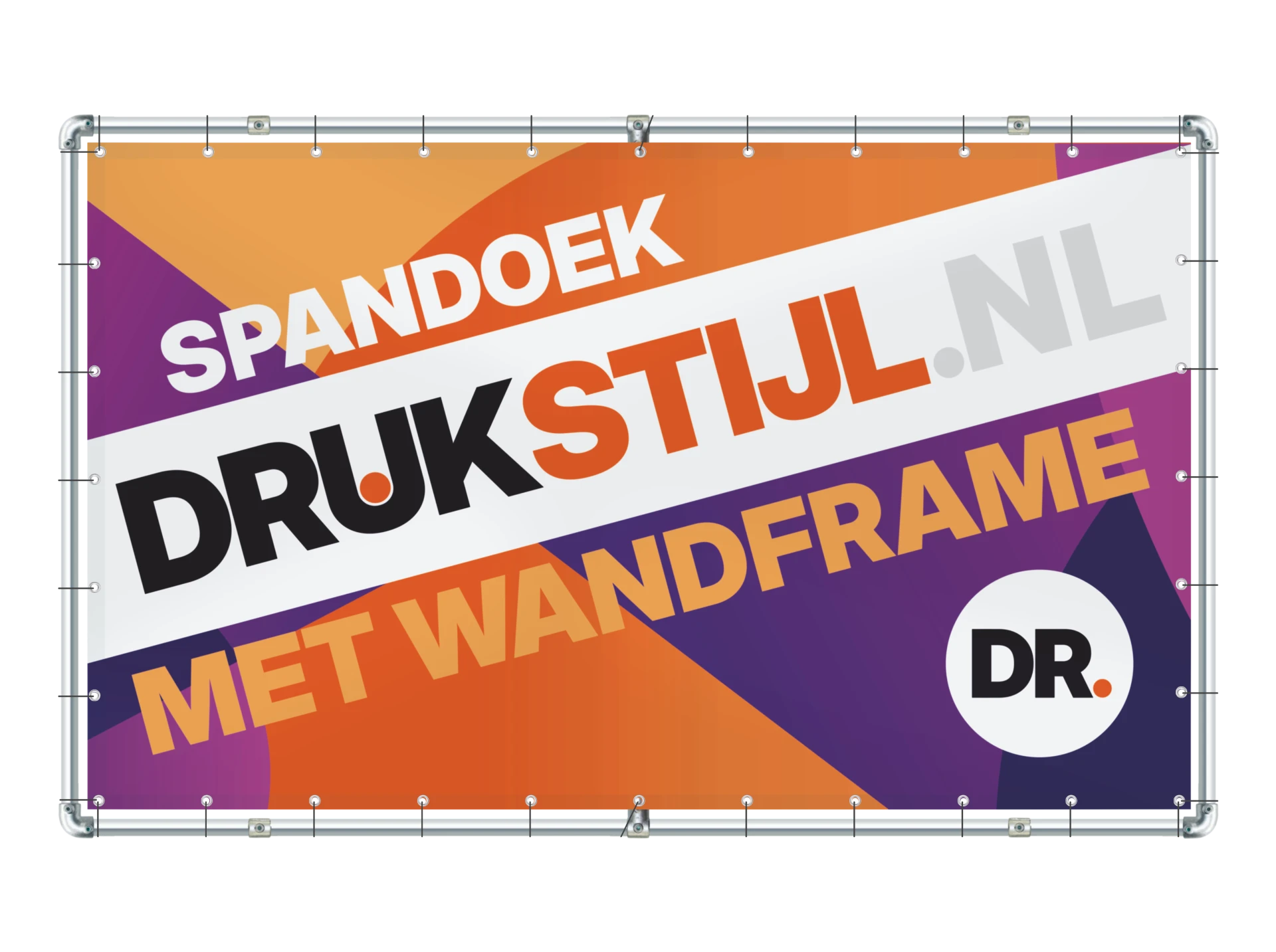 Spandoek met wandframe in DRUKSTIJL-kleuren