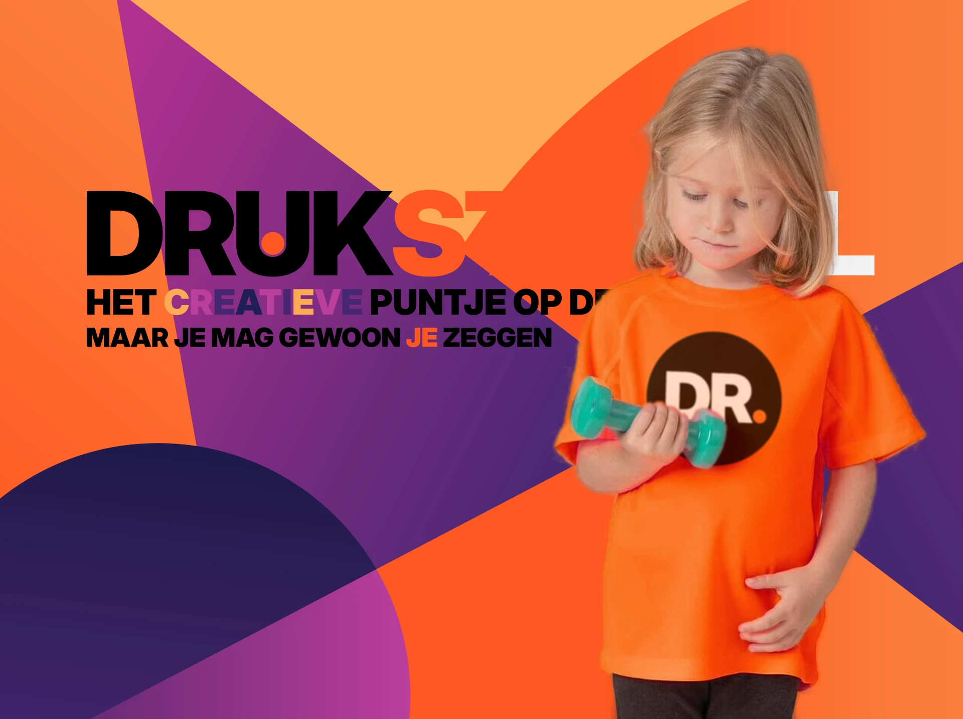 Kind in oranje DRUKSTIJL sportshirt met halters