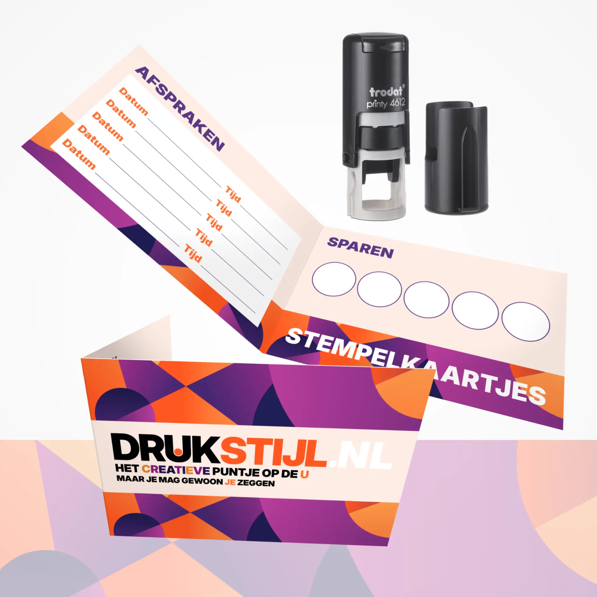 Stempelkaartjes, spaarkaarten en afsprakenkaartjes met DRUKSTIJL-opdruk