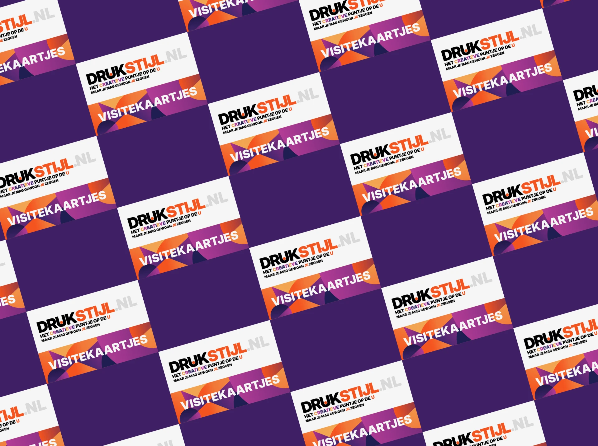 Patroon van DRUKSTIJL visitekaartjes naast elkaar